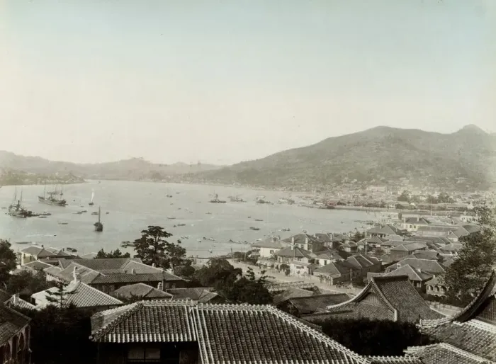 Framed Print : Japan: view of the harbour at Nagasaki Framed Print : Japan: view of the harbour at Nagasaki