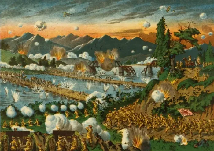 Framed Print : The Japanese army defeated the German-Austrian Army near Usr Framed Print : The Japanese army defeated the German-Austrian Army near Usr