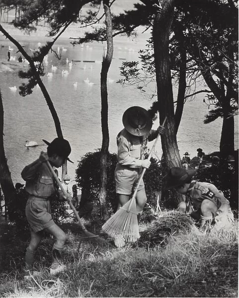 Japanese boy scouts on outdoor activity