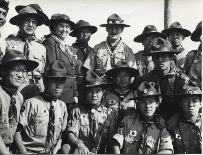 Framed Print : Japanese boy scouts at World Jamboree, Warwickshire Framed Print : Japanese boy scouts at World Jamboree, Warwickshire