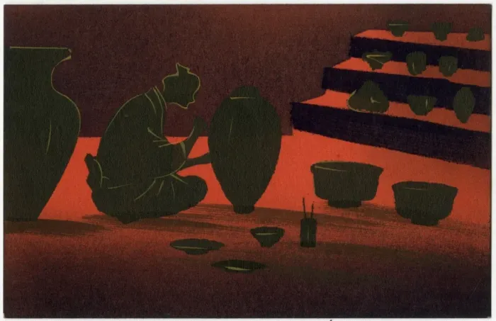 Framed Print : Japanese Ceramic Artist decorating a large vase Framed Print : Japanese Ceramic Artist decorating a large vase