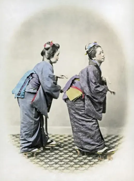 Framed Print : Japanese dancers, Japan, circa 1860s Framed Print : Japanese dancers, Japan, circa 1860s