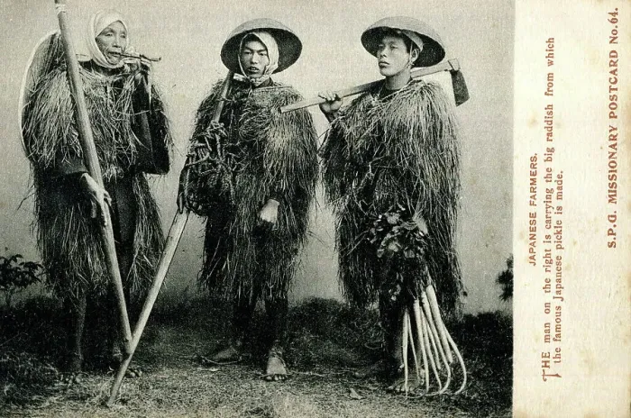 Framed Print : Three Japanese farmers Framed Print : Three Japanese farmers
