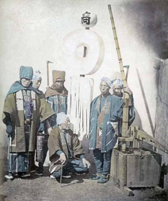 Framed Print : Japanese firemen, Japan, circa 1870 Framed Print : Japanese firemen, Japan, circa 1870