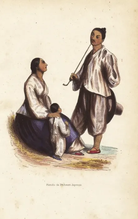 Framed Print : Japanese fishermans family Framed Print : Japanese fishermans family