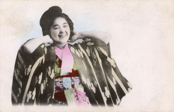 Framed Print : Japanese Geisha laughing Framed Print : Japanese Geisha laughing