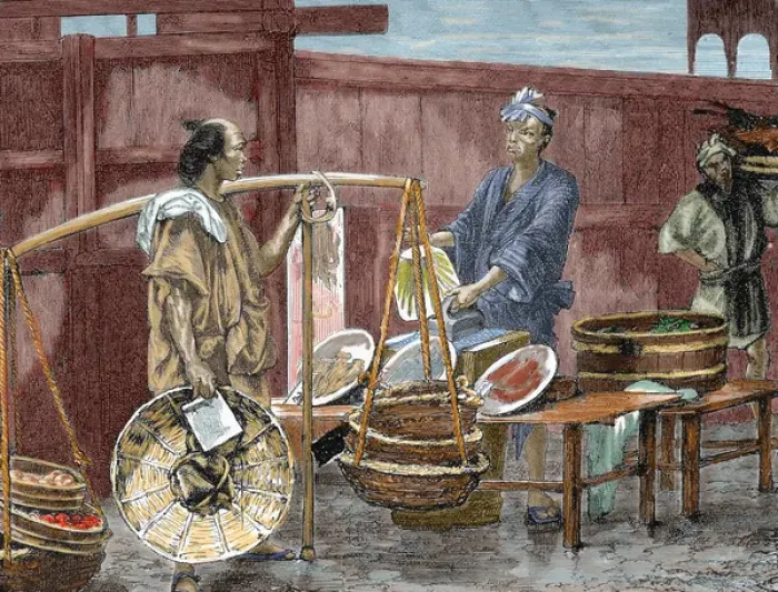 Framed Print : Japanese history. Fruit seller Framed Print : Japanese history. Fruit seller