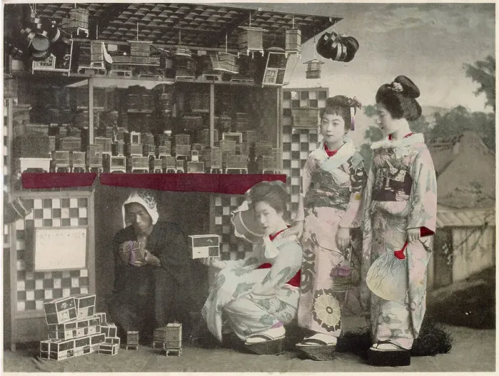 Framed Print : Japanese insect seller Date: circa 1890s Framed Print : Japanese insect seller Date: circa 1890s