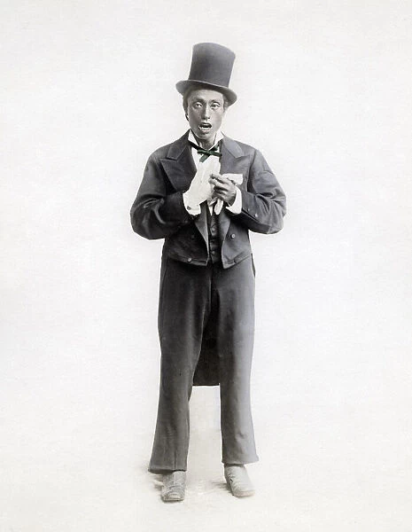 Japanese man in top hat and tails, c. 1880 Vintage late 19th century photograph