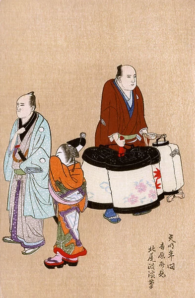 Japanese painting - late 18th century - lantern seller