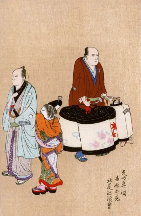 Framed Print : Japanese painting - late 18th century - lantern seller Framed Print : Japanese painting - late 18th century - lantern seller