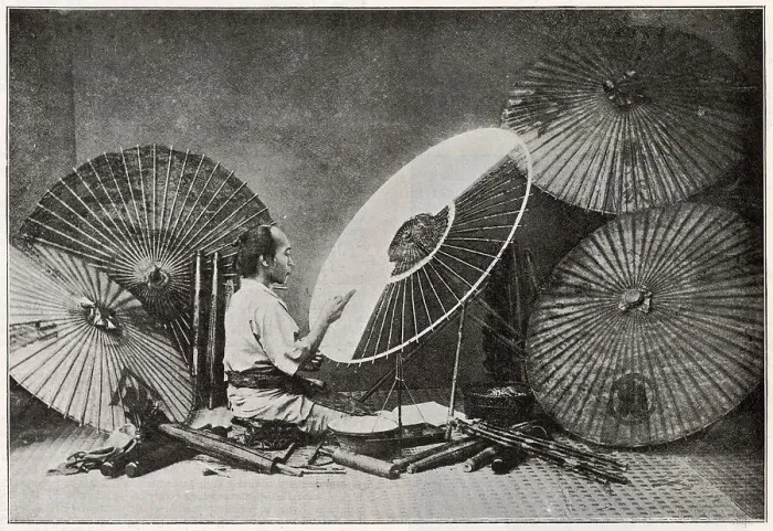 Framed Print : Japanese Parasol Maker 1894 Framed Print : Japanese Parasol Maker 1894