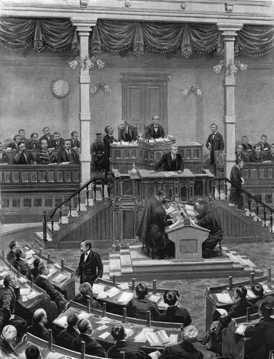Framed Print : Japanese Parliament debate Framed Print : Japanese Parliament debate