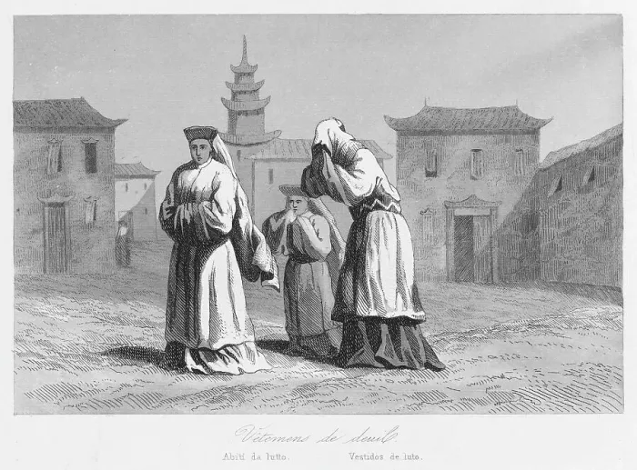 Framed Print : Japanese people in mourning dress Framed Print : Japanese people in mourning dress