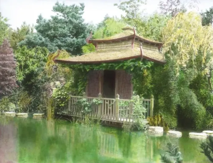 Framed Print : Japanese tea house and pool Framed Print : Japanese tea house and pool