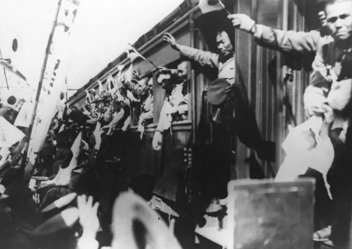 Framed Print : Japanese troops leave for China Framed Print : Japanese troops leave for China