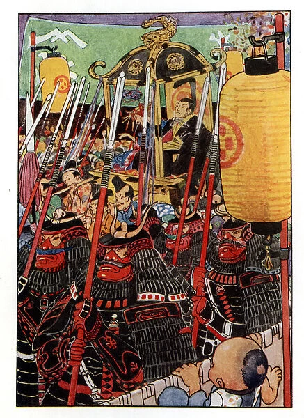 Japanese warriors in red and black armour