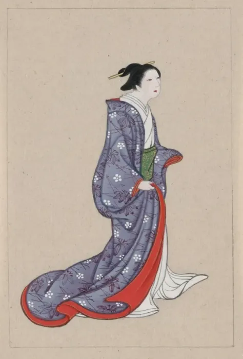 Framed Print : Japanese woman, full-length, standing, facing right, wearing Framed Print : Japanese woman, full-length, standing, facing right, wearing