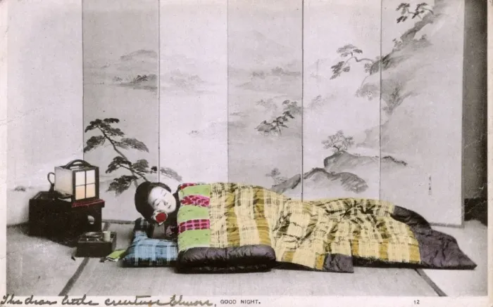 Framed Print : Japanese Woman O-Koto-San goes to sleep - Goodnight Framed Print : Japanese Woman O-Koto-San goes to sleep - Goodnight