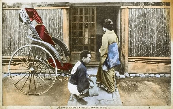 Japanese woman O-koto-san takes a Rickshaw and heads out