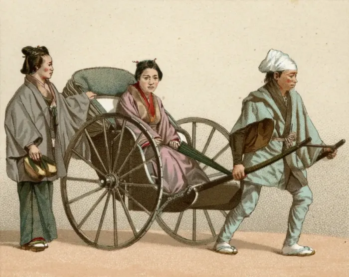 Framed Print : Japanese woman in rikshaw Framed Print : Japanese woman in rikshaw