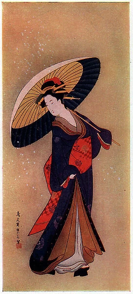Japanese Woman With Wagasa