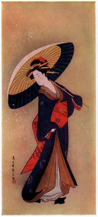 Framed Print : Japanese Woman With Wagasa Framed Print : Japanese Woman With Wagasa