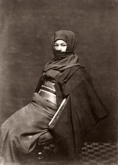 Framed Print : Japanese woman in winter clothing, Japan, c. 1870 s Framed Print : Japanese woman in winter clothing, Japan, c. 1870 s