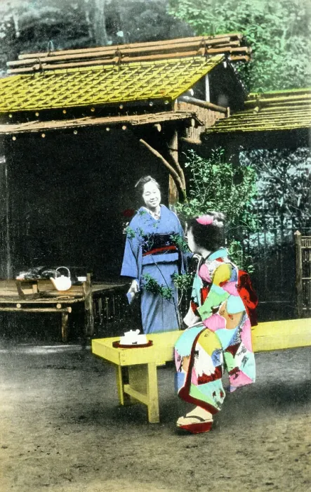 Framed Print : Two Japanese women taking tea Framed Print : Two Japanese women taking tea