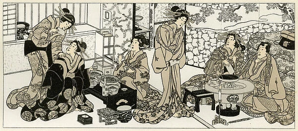 Japanese women wearing kimonos