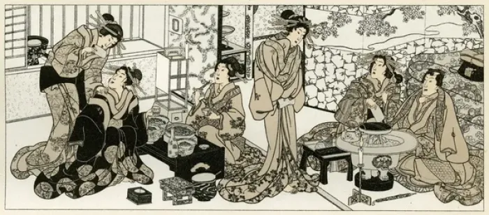 Framed Print : Japanese women wearing kimonos Framed Print : Japanese women wearing kimonos