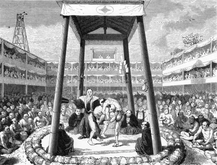 Framed Print : JAPANESE WRESTLING 1865 Framed Print : JAPANESE WRESTLING 1865