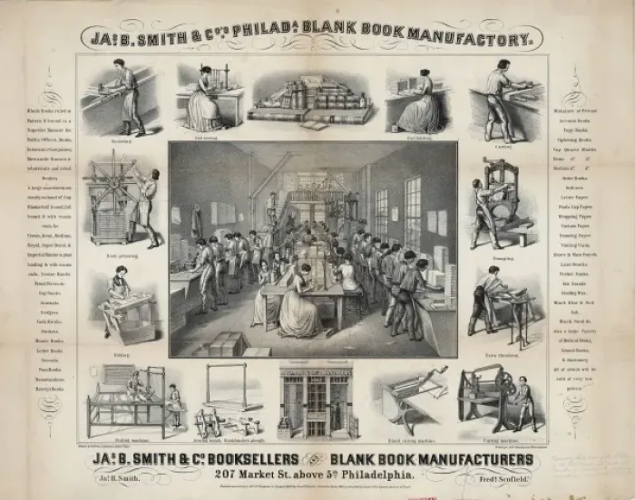 Framed Print : Jas. B. Smith & Co s. Philada. blank book manufactory Framed Print : Jas. B. Smith & Co s. Philada. blank book manufactory