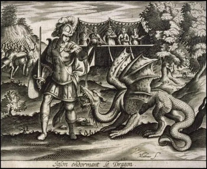 Framed Print : Jason Subdues Dragon Framed Print : Jason Subdues Dragon