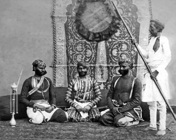 Framed Print : Jat Sirdars with attendant, India Framed Print : Jat Sirdars with attendant, India