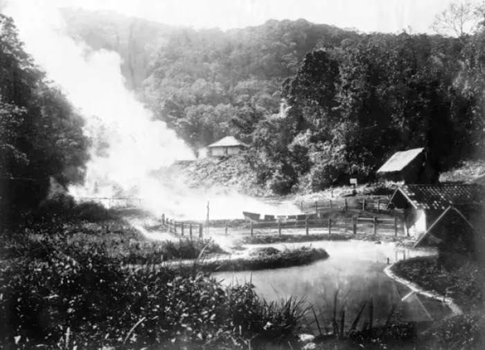 Framed Print : JAVA LAVA. Lava and ash pouring down over a farm at the base of an erupting volcano Framed Print : JAVA LAVA. Lava and ash pouring down over a farm at the base of an erupting volcano