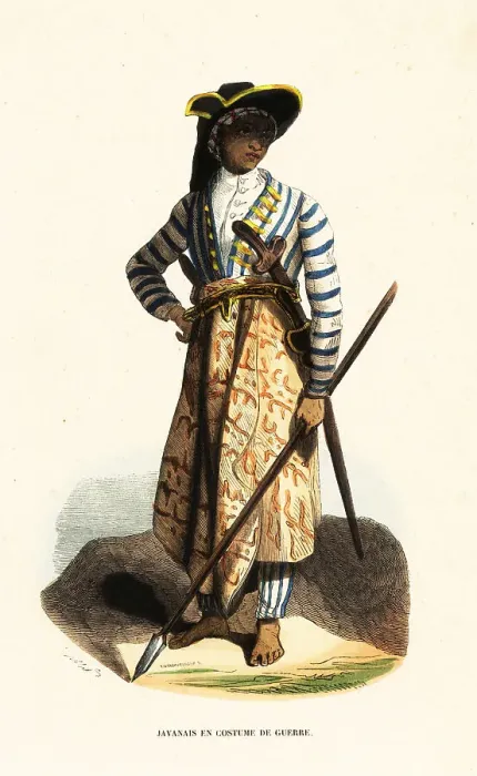Framed Print : A Javan man in war dress, Indonesia Framed Print : A Javan man in war dress, Indonesia