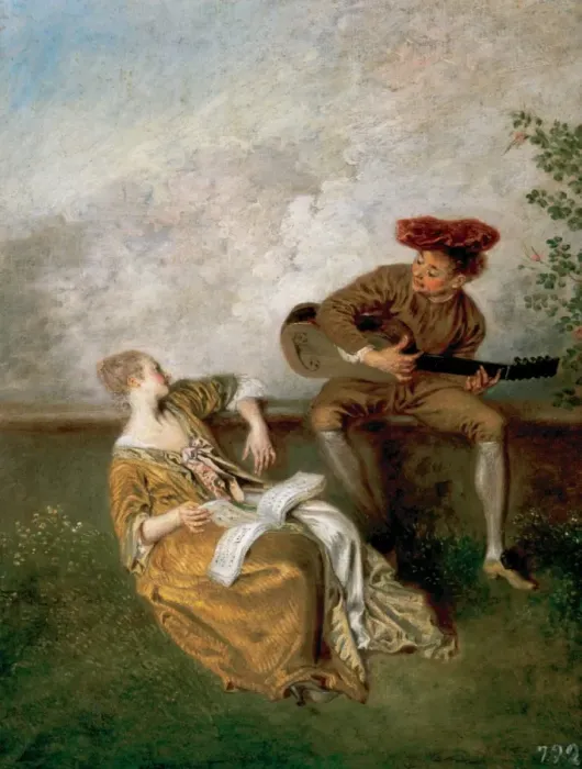 Framed Print : Jean-Antoine Watteau (1684-1721). The Singing Lesson, 1717 Framed Print : Jean-Antoine Watteau (1684-1721). The Singing Lesson, 1717