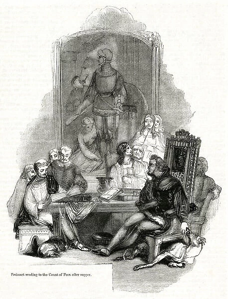 Jean Froissart reading to Gaston de Foix after supper
