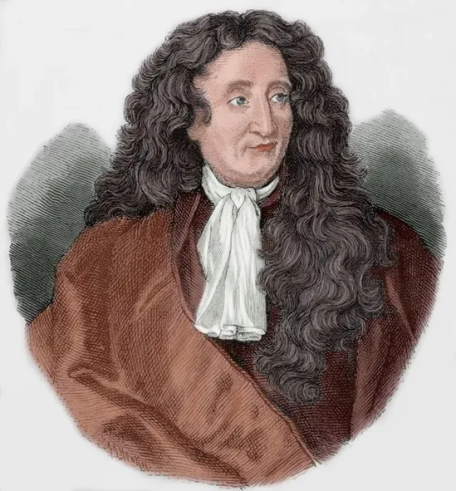 Framed Print : Jean de la Fontaine (1621-1695). Colored engraving Framed Print : Jean de la Fontaine (1621-1695). Colored engraving