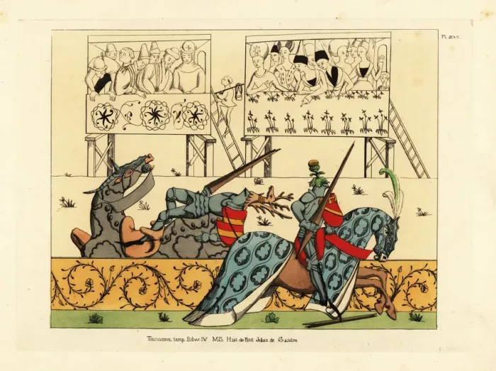 Framed Print : Jean de Saintre defeats Enguerrant in a joust Framed Print : Jean de Saintre defeats Enguerrant in a joust