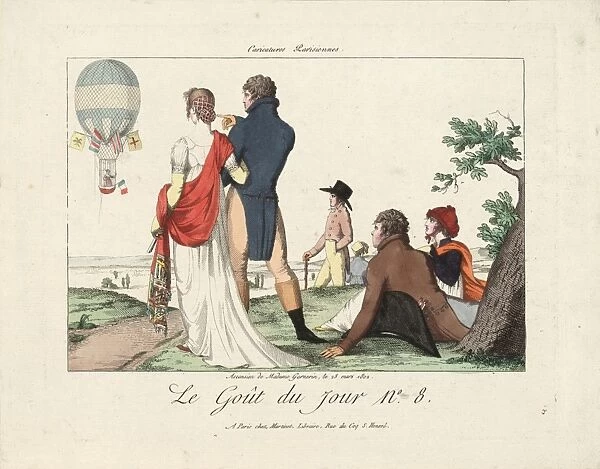 Jeanne-Genevieve Garnerin flying in a balloon