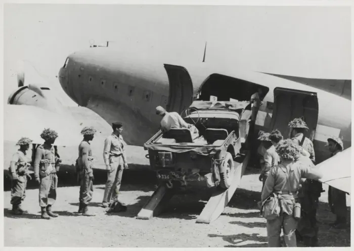Framed Print : Jeep being loaded into the fuselage of a Dakota transport pl Framed Print : Jeep being loaded into the fuselage of a Dakota transport pl