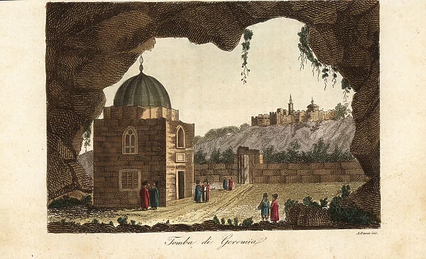 Jeremiah's cave or grotto, Jerusalem, 1800s