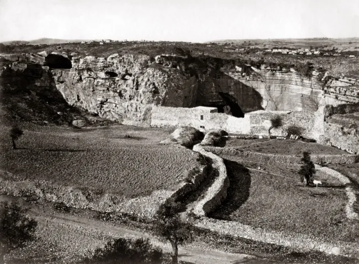 Framed Print : Jeremiahs Cave, Palestine, Israel, circa 1880s Framed Print : Jeremiahs Cave, Palestine, Israel, circa 1880s