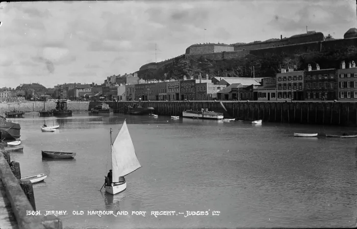 Framed Print : Jersey Old Harbour and Fort Regent Framed Print : Jersey Old Harbour and Fort Regent