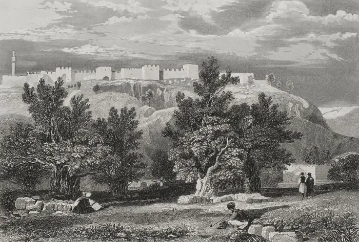 Framed Print : Jerusalem. Garden of Olives. Engraving by Aubert Framed Print : Jerusalem. Garden of Olives. Engraving by Aubert