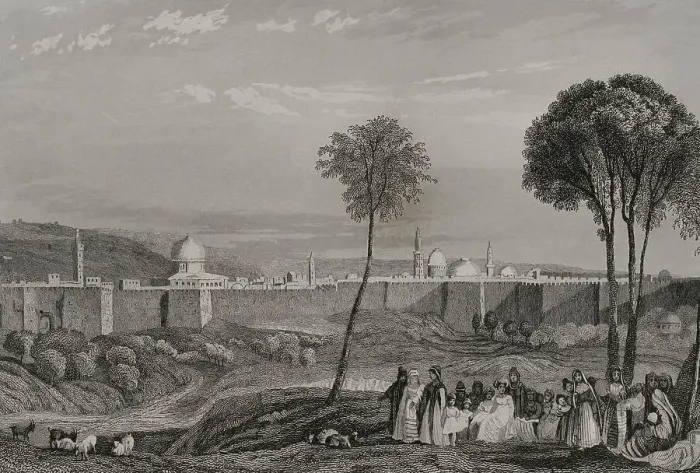 Framed Print : Jerusalem. Wall. Engraving by Emile Rouargue Framed Print : Jerusalem. Wall. Engraving by Emile Rouargue