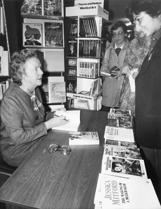 Framed Print : Jessica Mitford at a book signing event Framed Print : Jessica Mitford at a book signing event