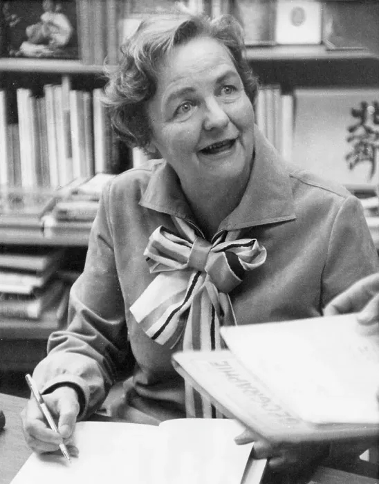 Framed Print : Jessica Mitford at a book signing event Framed Print : Jessica Mitford at a book signing event